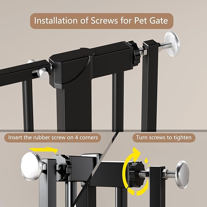 Extra Tall Cat Gate 55.1" for Doorways, 30.1-33.8" Wide High Pressure Mounted Baby Dog Pet Gate for Stairs, 1.37" Gap No Drilling Auto Close for Hallways/Kitchen, Black