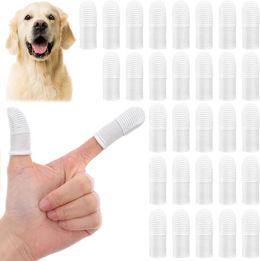 30Pcs Cat & Dog Toothbrush Finger, Soft Fabric Finger Toothbrush for Dogs Cats, Washable & Reusable Teeth Cleaning Wipes Toothbrushes Fingers Dental Wipes Care Remove Stain