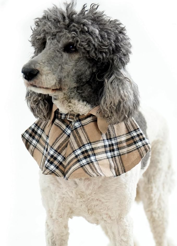 Dog Tuxedo Wedding Suit Shirt with Bow Tie, Formal Outfit Tux Attire for Puppy Small Medium Dogs Cats Costume (Khaki Scarf, Large)