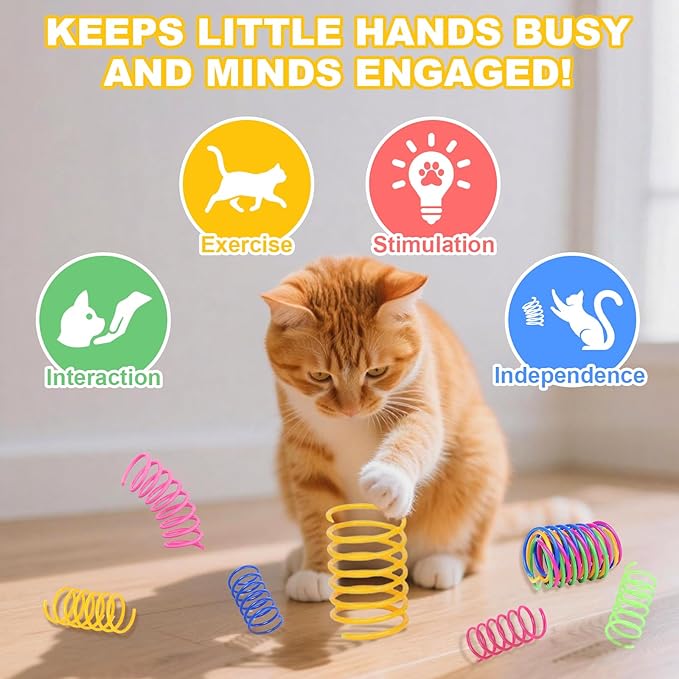 3-Pack Interactive Cat Toys Ball for Indoor Cats＆Dog,Automatic Cat Toy 360° Auto-Rotation Smart Obstacle Avoidance,Includes 8 Cat Spiral Spring,Cat Enrichment Toys for Indoor Cats