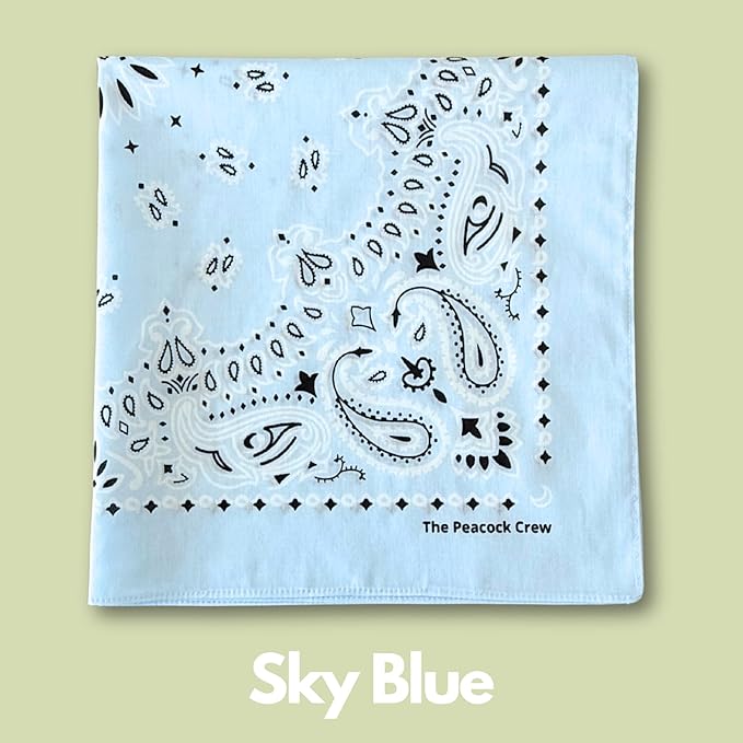 The Peacock Crew Premium Soft Cotton Bandanas Pack for Men and Women Paisley 22 x 22 inches