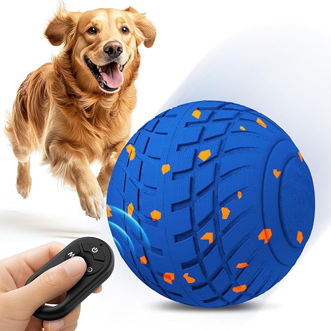 HETOO Interactive Dog Toys for Small Dogs: Interactive Dog Balls, 3.2 inch Moving Bouncing Smart Dog Ball with Remote Control, 3-Modes Durable E-TPU Waterproof Active Self Rolling Dog Toy