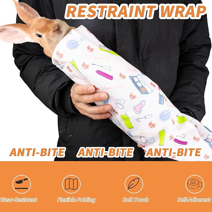 21.6'' Grooming Wrap for Rabbit, Rabbit Wrap for Grooming Cutting Nails, Soft Rabbit Restraint for Nail Clipping Rabbit Swaddle Wrap for Nail Trimming Anti-Scratch Anti-Escape Pet Tool Wrap