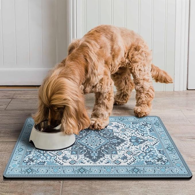 Pet Feeding Mat for Floors Waterproof Dog Mat for Food and Water Absorbent Quick Dry Non Slip mat for Cat Bowls