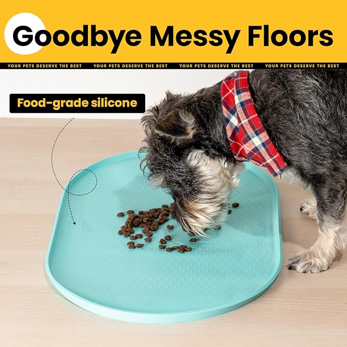 Conlun Silicone Dog Food Mat,1/2 Inch Raised Edges Waterproof Rubber Pet Feeding Mat for Dog and Cat, Anti-Slip Pet Bowl Mat,Dishwasher Safe
