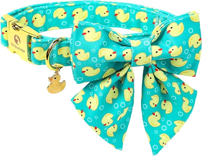 Duck Dog Collar for Boy Dogs, Spring Summer Boy Dog Collar with Sailor Bowtie- Adjustable Sailor Bow Large Dog Collars for Male Dogs XL