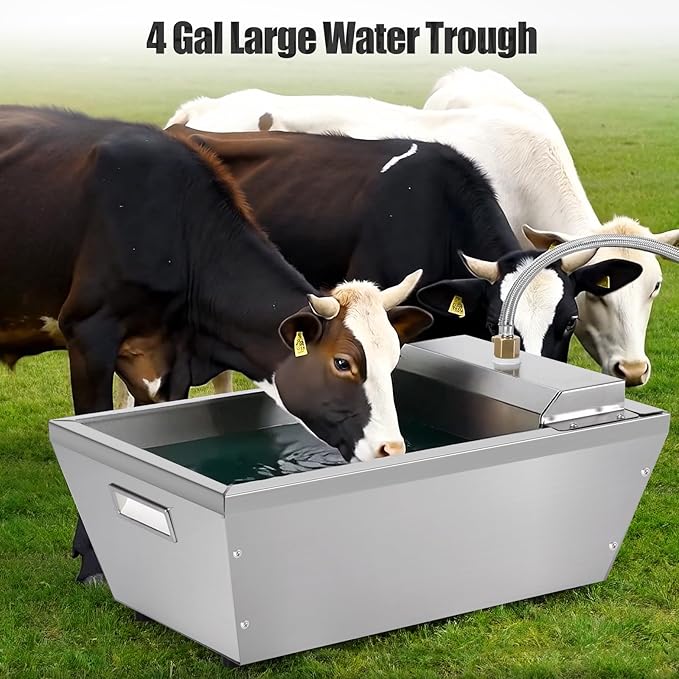 4Gal Dog Water Bowl Dispenser Automatic Livestock Water Trough Metal Large Capacity Self Filling Livestock Waterer for Dogs Horse Goat Sheep Pet