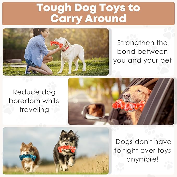 WOWBALA Dog Chew Toys for Aggressive Chewers - 2 Pack Dog Toys for Large Dogs, Tough Teeth Cleaning Chew Toy to Keep Them Busy for Medium & Large Dogs