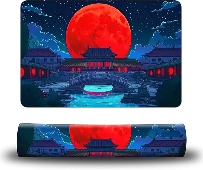 Dog Food Mat, 19.6" x 23.6" Absorbent Pet Feeding Mat for Food and Water, Waterproof Diatom Mud Pet Placemat with Non-Slip Rubber Backing, Cat Bowl Mat for Floors - Red Sunset Bridge