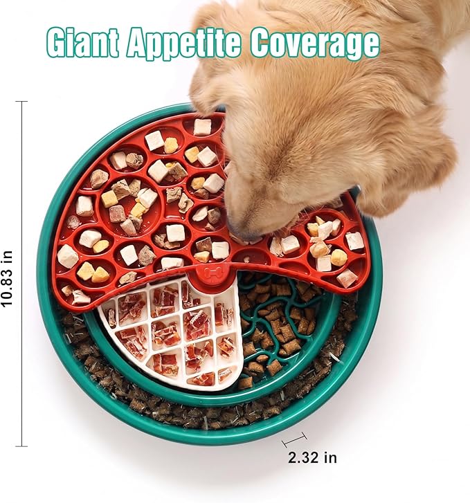 3-Level Slow Feeder Dog Bowl – Anti-Slip Interactive Feeder for Healthy & Calmer Eating, Reduces Boredom and Anxiety, Designed as Treat Puzzles for Small Medium & Large Dogs