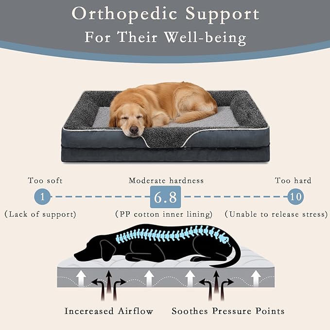Orthopedic Dog Bed for X-Large Dogs, Waterproof Dog Bed with Memory Foam, Washable Pet Bed for Medium Sized Dog, Non-Slip Support for Joint Health (Dark Green, X-Large)