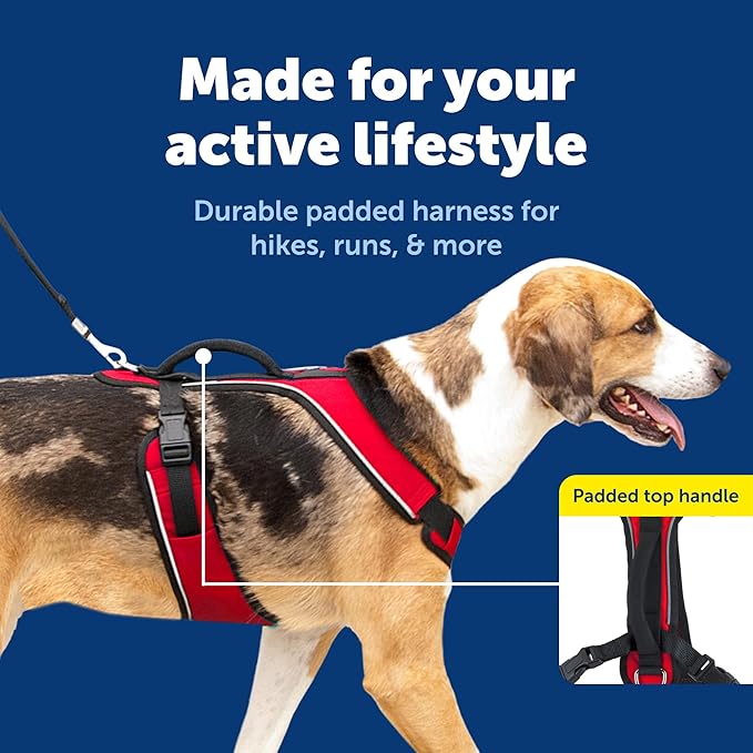 PetSafe EasySport Dog Harness Adjustable, Padded Dog Harness with Control Handle and Reflective Piping Large, Red