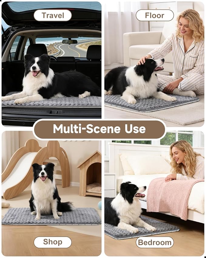 Small Dog Bed for Crate High Resilience Foam Crate Pad Mat for Medium Dogs Washable Anti-Slip,23" x 17",Dark Gray