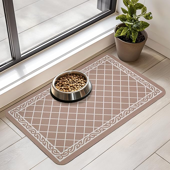 Dog Food Mat for Floors Waterproof Quick Dry Pet Placemat Cat Feeding Bowls Mats for Food and Water, Eco-Friendly Dog Accessories Diatomite Pets Supplies 12" X 20"