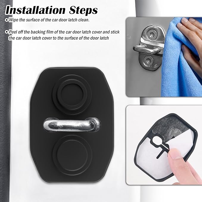 4PCS Universal Silicone Car Door Latch Covers,New Silicone Door Latch Protective Cover with 3 Layers of Shock Absorption for Protection & Noise Reduction,Soft Car Doors Strike Protector