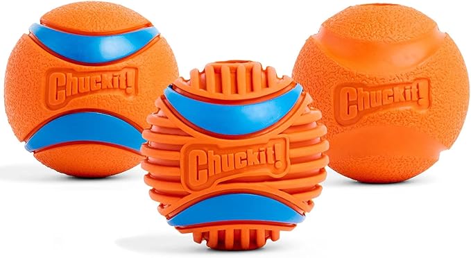 Chuckit! Dog Balls - Interactive Dog Toys, High-Bounce Fetch Ball, Floating Ultra and Rugged Balls, Durable - Size Medium, 2.5-inch Diameter, Set of 3 (Pack of 12)