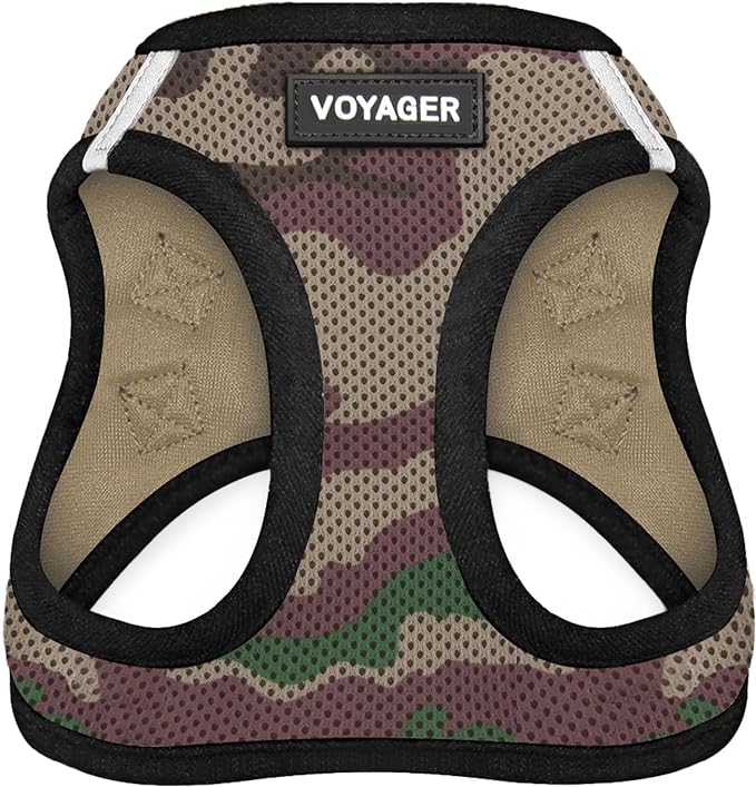 Best Pet Supplies Voyager Step-in Air Harness - All Weather Mesh, Reflective, No Pull Harness for Dogs, Cats - Secure with Hook & Loop Fastener, Buckle, Double D-Rings - Army/Black Trim, XL