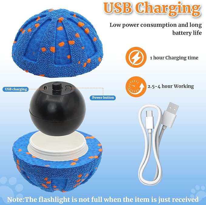 Interactive Dog Toys, Automatic Moving Dog Balls Self Rolling Vibrating Bouncing Ball for Dogs Medium & Large E-TPU Smart Dog Toys Stimulating for Boredom-Blue