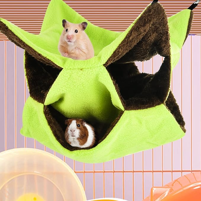 3 Tier Ferret Rat Hammock,Guinea Pig Cage Accessories,11.8x11.8 Inches,Pet Cage Hanging Bunkbed Hammock for Small Animals,Guinea Pig,Ferret,Kitten,Squirrel,Chinchilla,Rat,Parrot