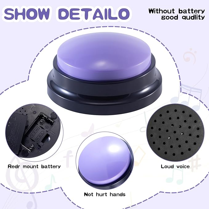 8 Pcs Voice Recording Button,Recordable Pet Training Buzzer Answer,Buzzers Button Game Show for Communication,Buzzers Funny Gift for Study Family Home and Office Using Trivia Nights