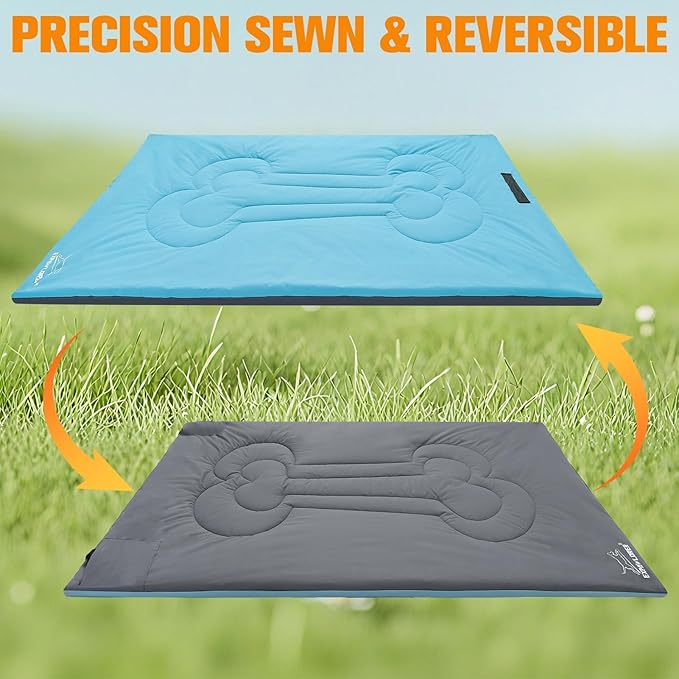 EXPAWLORER Outdoor Travel Dog Bed, Portable Waterproof Reversible Camping Durable Dog Pad, Easy to Roll Up with Buckle Large Washable Pet Mat for Medium Large Dogs Puppy Cats Sleeping Outside 35"x51"