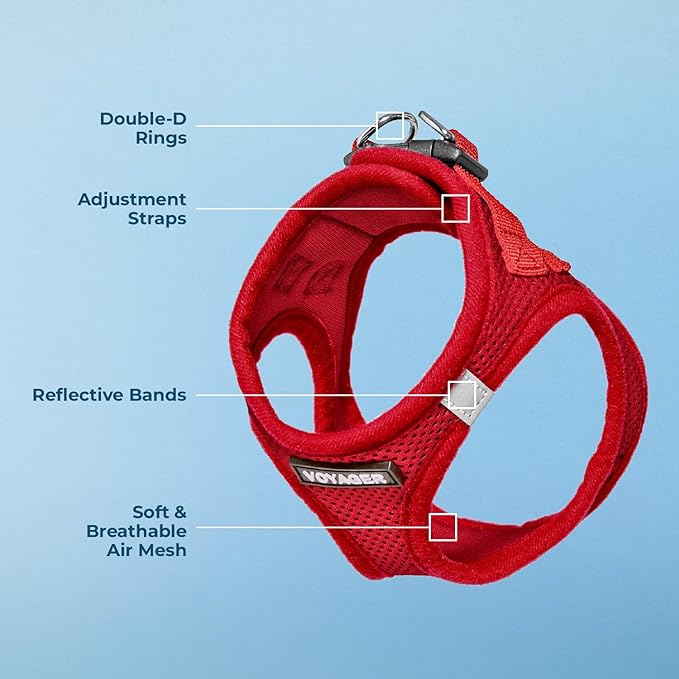 Best Pet Supplies Voyager Step-in Air Harness - All Weather Mesh, Reflective, No Pull Harness for Dogs, Cats - Secure with Hook & Loop Fastener, Buckle, Double D-Rings - Red, S