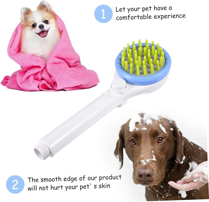 GALPADA Portable Pet Shower Sprayer with Hose Abs Durable Dog Combing Brush and Massage Shower Head for Long Hair Dogs and Cats Grooming Bathing