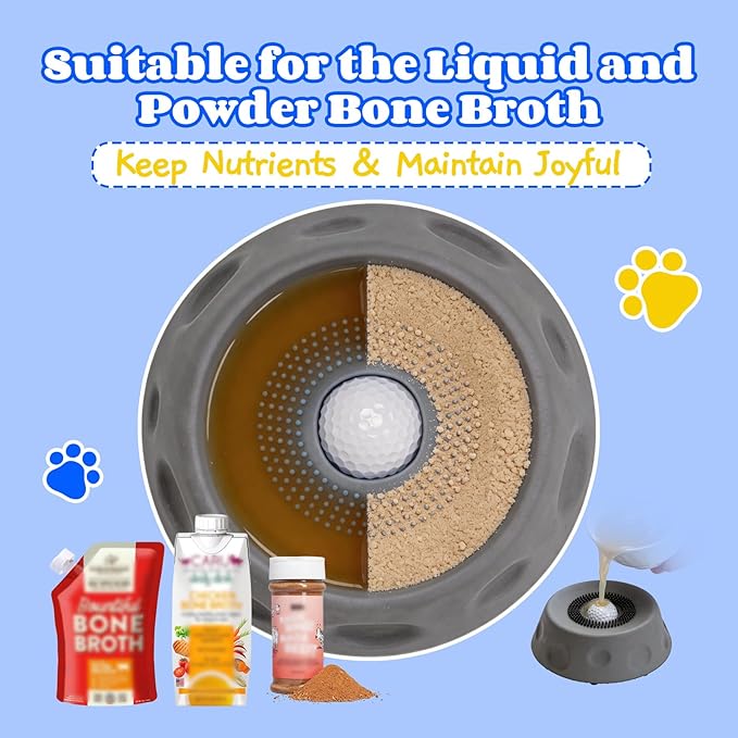 Dog Lick Bowl with Ball, Slow Feeder Lick Ball Bowl for Dogs, Dog Licking Bowl with Rolling Ball, Slow Feeder Ball Bowl to Slow Pet Eating, Rolling Ball Dog Bowl Give Pet More Time to Enjoy Eating
