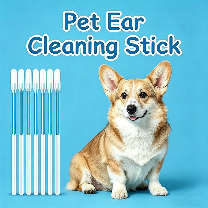 96 Pcs Pet Ear Cleaning Stick, Adhesive Ear Cleaning Tools for Dog and Cat, Sticky Resin Head, Gentle Safety Pets Earwax Removal Tools