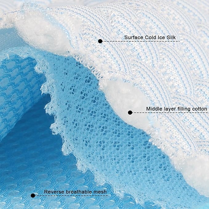 Dog Cooling Mat for Small Pets Up to 11 lbs, 19.7"x15.7" - Gel Free Ice Silk Self-Cooling Pad, Non-Slip Portable Summer Pet Bed for Kittens Puppies, Blue