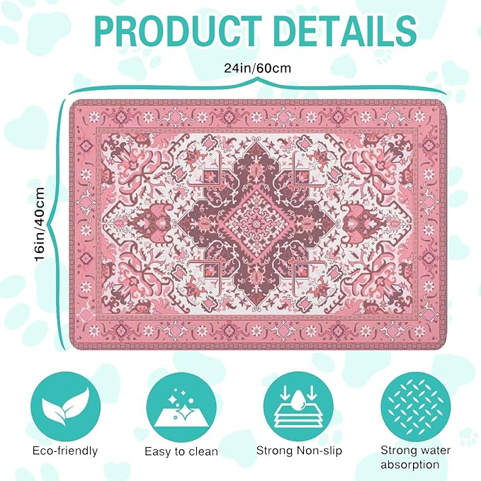 Pet Feeding Mat for Floors Waterproof Dog Mat for Food and Water Absorbent Quick Dry Non Slip mat for Cat Bowls