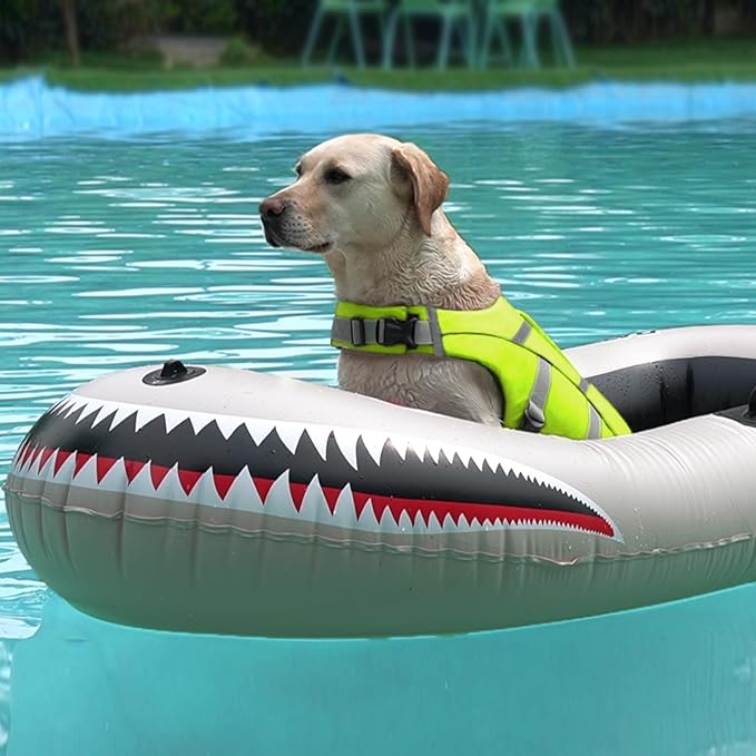 Kuoser Dog Life Jacket with Reflective Stripes, Dog Life Vest for Swimming Boating, Adjustable Pet Lifejackets with High Flotation, Doggie Swimsuit for Small Medium Large Dogs