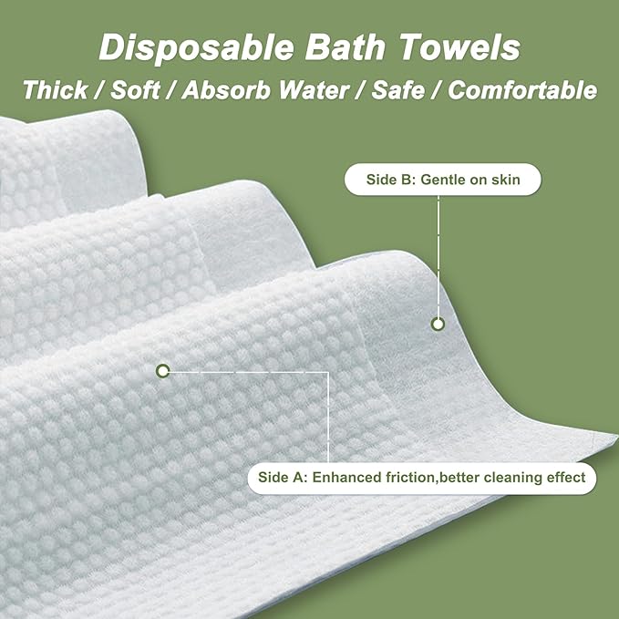 Disposable Bath Towels, 20 Pack 55" x 27.5" Ultra Soft, Quick Dry Disposable Body Towel, Portable Travel Towel for Hotel Camping Beach Swimming Gym Sauna Spa, Personal Care Pet Towels