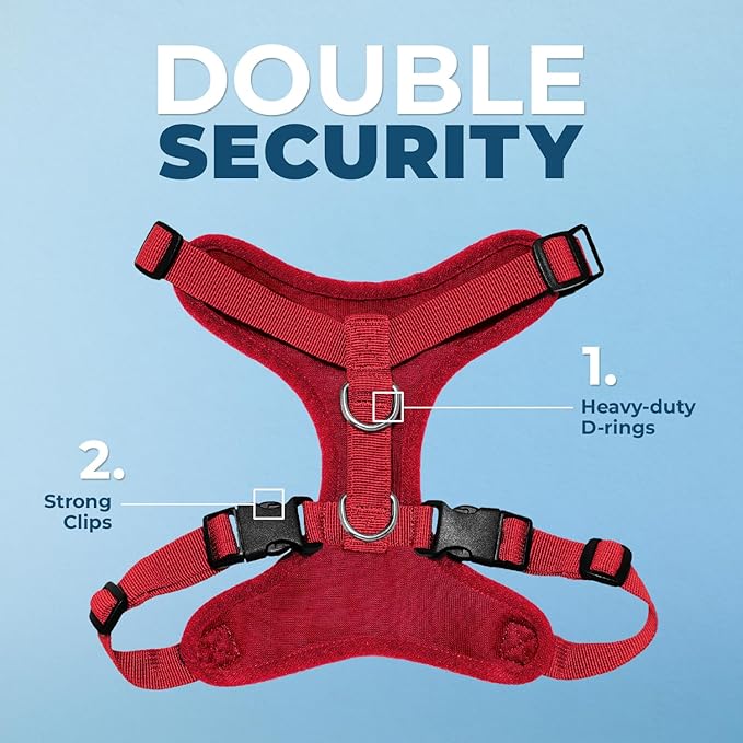 Best Pet Supplies Voyager Step-in Lock Pet Harness w Reflective Pet Leash Combo Set with Neoprene Handle 5ft - Supports Small, Medium and Large Breed Puppies/Cats - Red, S