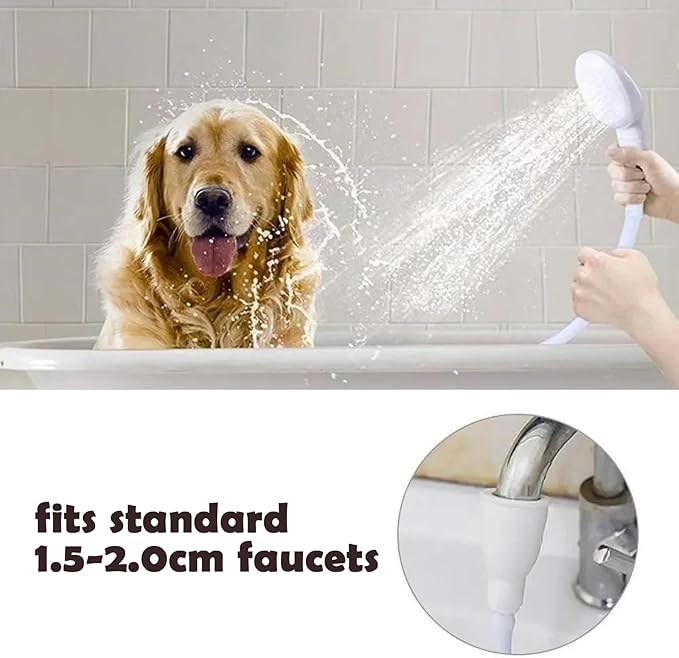 Milltrip Pet Shower Spray Head Hose - Push-On Faucet Attachment for Dog & Cat Bathing, Flexible Shower Hose, Universal Fit for Bath Tub/Sink Faucets (Single Tap Type)