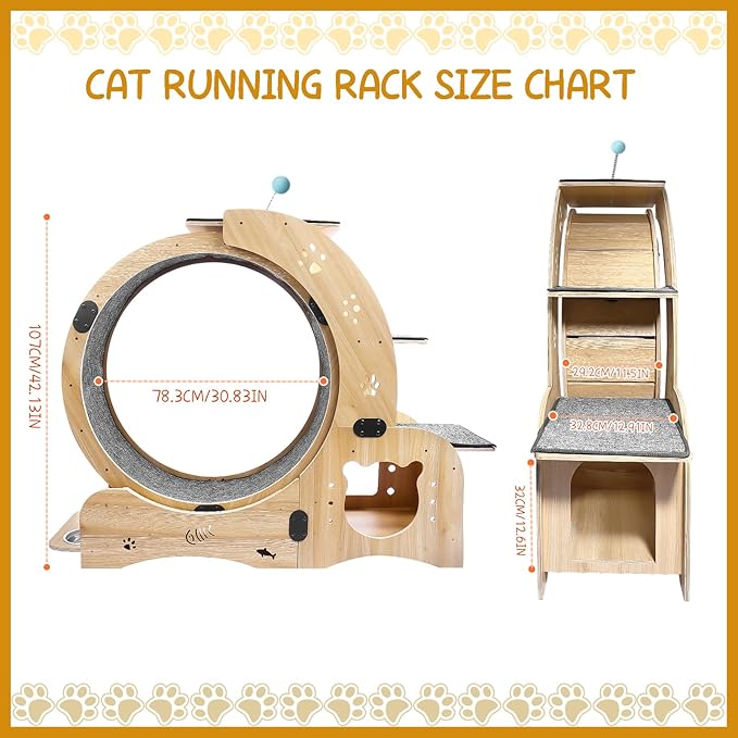 6-in-1 Upgraded Cat Wheel Exerciser for Indoor,Large Cats Treadmill,Cats Running Wheel with Silent Wheels,Loss Weight Device ﻿
