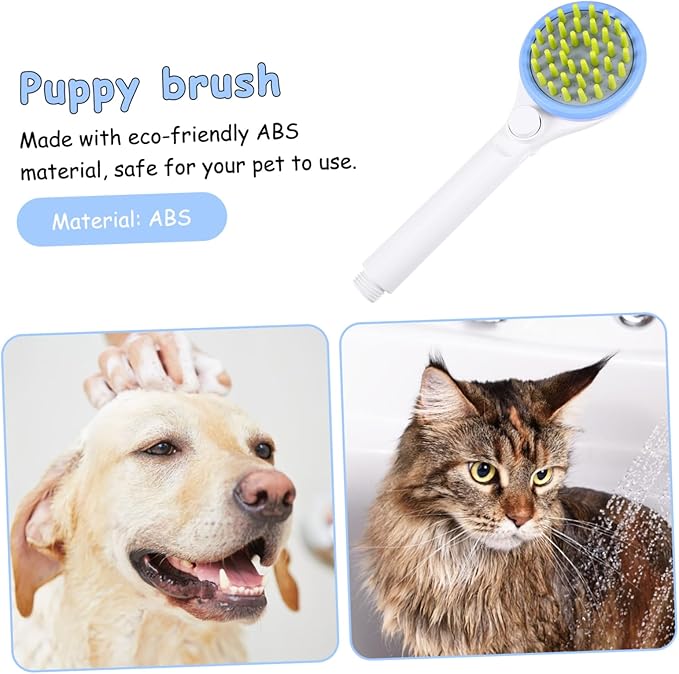 POPETPOP Portable Dog Shower Sprayer with Massage Brush Hose Pet Bathing Tool for Puppy Grooming Durable Handheld Sprinkler Reducing Water and Shampoo Use