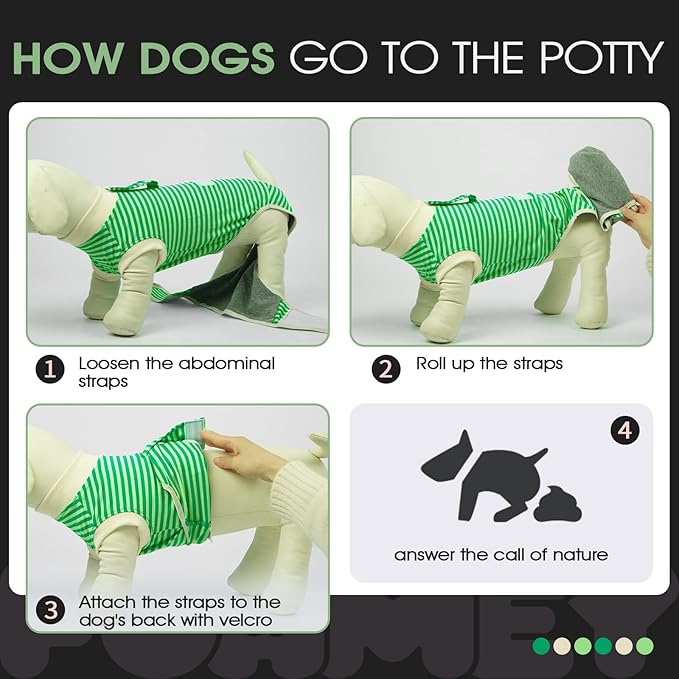 FUAMEY Dog Recovery Suit Male,Dogs Surgery Neuter Suits Puppy Spay Shirts for Female Incision Protection Anti Licking Wounds Doggie Onesie Pet Bodysuit Surgical Recovery Suit Green Stripes XL