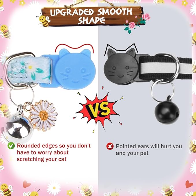 PUPTECK Cat Collar Breakaway with Bells, Kitten Collar Outfit Adjustable for Girl Boy Small Pet Puppy Bunny, Cute Costume Accessory with Safety Release Buckle (Bowtie-Floral)