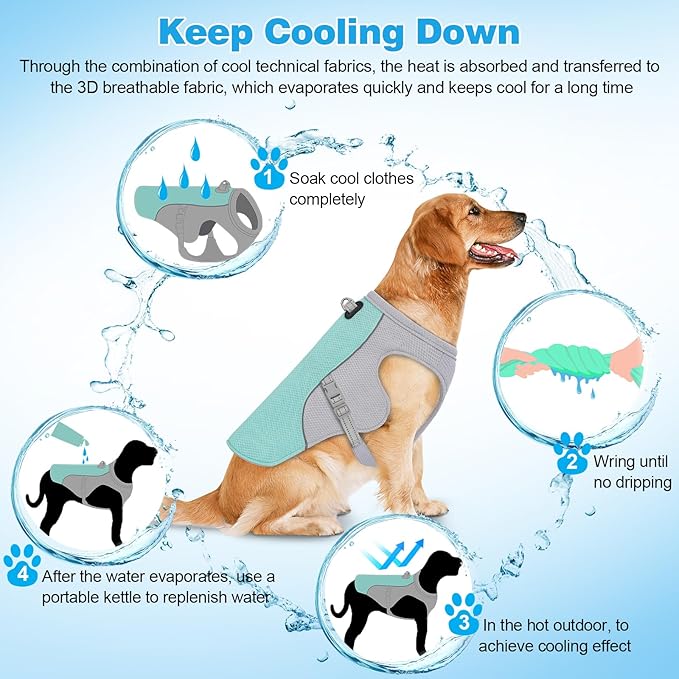 Dog Cooling Vest Dog Harness Cooler Jacket with Portable Water Bottle, for Walking Dog, Outdoor Camping and Hunting Training.（L）