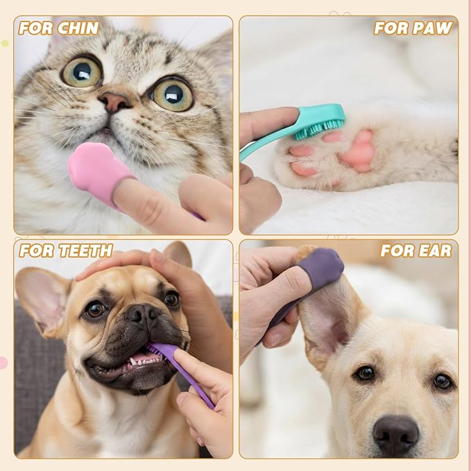 Lineshading 24 Count Silicone Finger Toothbrush for Dogs Cats Soft Bristles Pet Tooth Brushing Kit Gentle Dental Care Kits Teeth Cleaning Supplies Bulk for Large and Small Dogs Cats Puppy