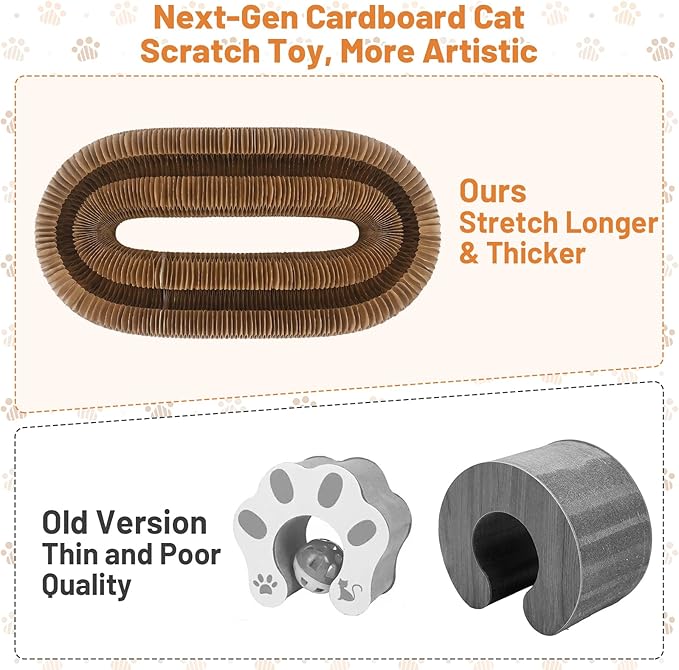 Kitty Kurls Cat Scratcher Toy, Magic Organ Cat Scratching Board Toy for Physical Exercise, Interactive Cardboard Cat Toy for Indoor Kittens/Cats Relieve Boredom, Gray/Brown, S