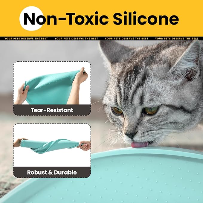 Conlun Silicone Dog Food Mat,1/2 Inch Raised Edges Waterproof Rubber Pet Feeding Mat for Dog and Cat, Anti-Slip Pet Bowl Mat,Dishwasher Safe