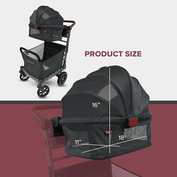 Wadabuggy Foldable Pet Caddy - Collapsible, Attachable & Removable Pet Carrier for Beach and Shopping Carts - Travel with Small & Medium Size Pets, Cats & Dogs (Cart Not Included)