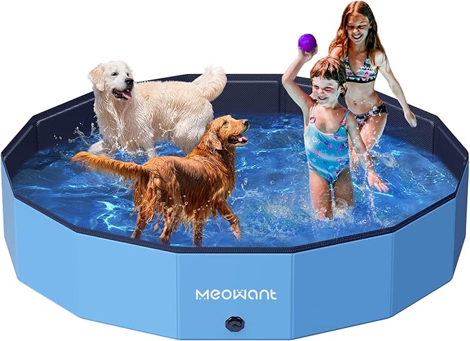 Meowant Foldable Dog Pools for Large Dogs, Hard Plastic Kiddie Swimming Pools, Collapsible Dog Pet Bath Pool, Portable Kids Pool for Extra Large Dogs (XXL-71'' × 12'')