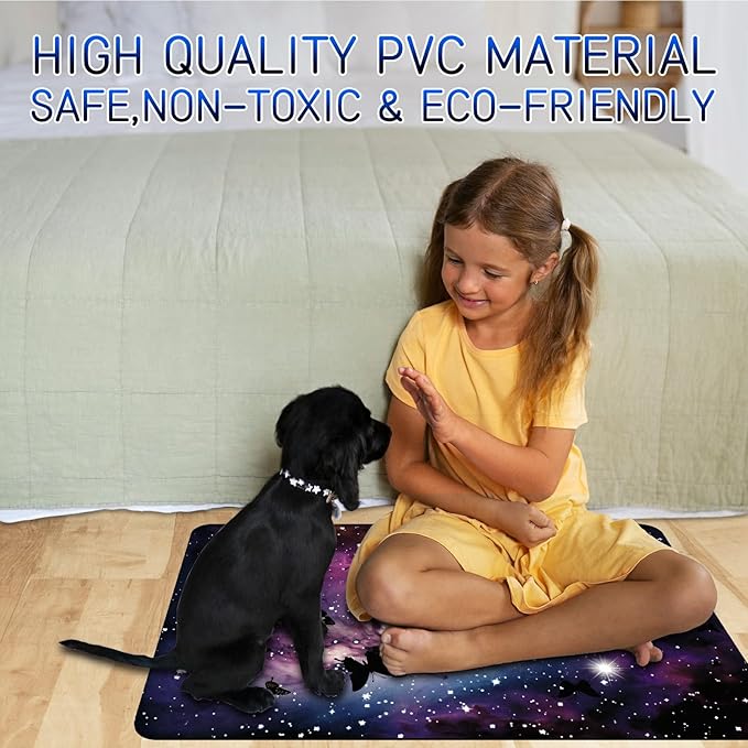 Dog Food Mat, 15.7" x 23.6" Absorbent Pet Feeding Mat for Food and Water, Waterproof Diatom Mud Pet Placemat with Non-Slip Rubber Backing, Easy Clean Cat Bowl Mat for Floors - Black Cat Stars