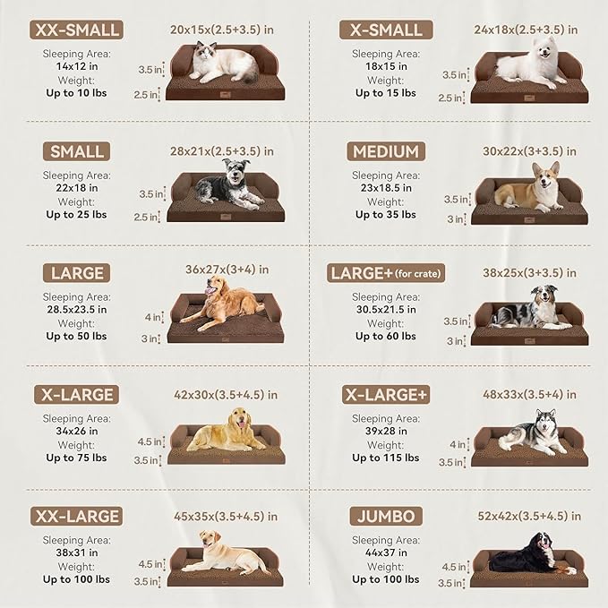 Large Dog Bed Orthopedic Washable - Extra Large XXXLarge Dogs, Orthopedic Coffee Jumbo Dog Bed with Waterproof Cover and Removable Egg Foam, Couch Bed Bolster