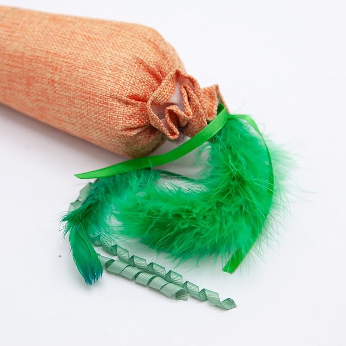 Carrot Catnip Toys with Crinkle Paper for Indoor Cats to Keep Them Busy, Soft Linen, Interactive Cat Feather Toys for Kitten Kicking, Teething, Exercise, Catmint Toys for All Breeds (2 PCS)