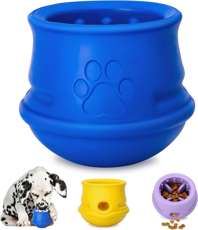 Rubber Dog Enrichment Toys, Stuffable Interactive Dog Toys to Keep Them Busy - Puzzle Slow Feeder & Anxiety Relief & Long-Lasting - Frozen Dog Licking Toy, Dishwasher Safe, Navy, M