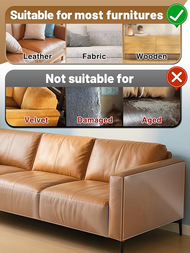 136x12in Cat Scratch Furniture Protector - Specially Designed for Leather Furniture, Transparent Cuttable Anti-Scratch Couch Protector, No Pins